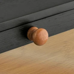 Chlebak bambusowy z półką Tadar czarny 40 x 25 x 35 cm
