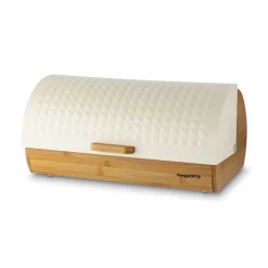 Chlebak drewniany Konighoffer Geometric 36 x 25 x 17 cm beżowy