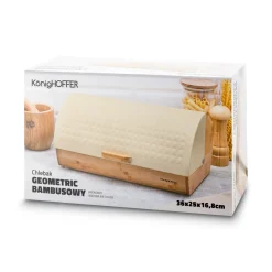 Chlebak drewniany Konighoffer Geometric 36 x 25 x 17 cm beżowy