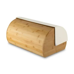 Chlebak drewniany Konighoffer Geometric 36 x 25 x 17 cm beżowy