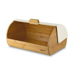 Chlebak drewniany Konighoffer Geometric 36 x 25 x 17 cm beżowy