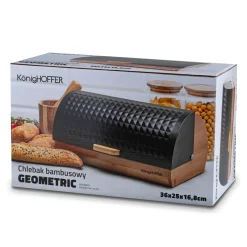 Chlebak drewniany Konighoffer Geometric 36 x 25 x 17 cm czarny