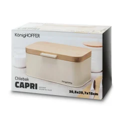 Chlebak stalowy Konighoffer Capri 30,5 x 18 x 14 cm kremowy
