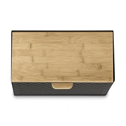 Chlebak stalowy Tadar Geometric Wood 35,5 x 21,5 x 20 cm czarny