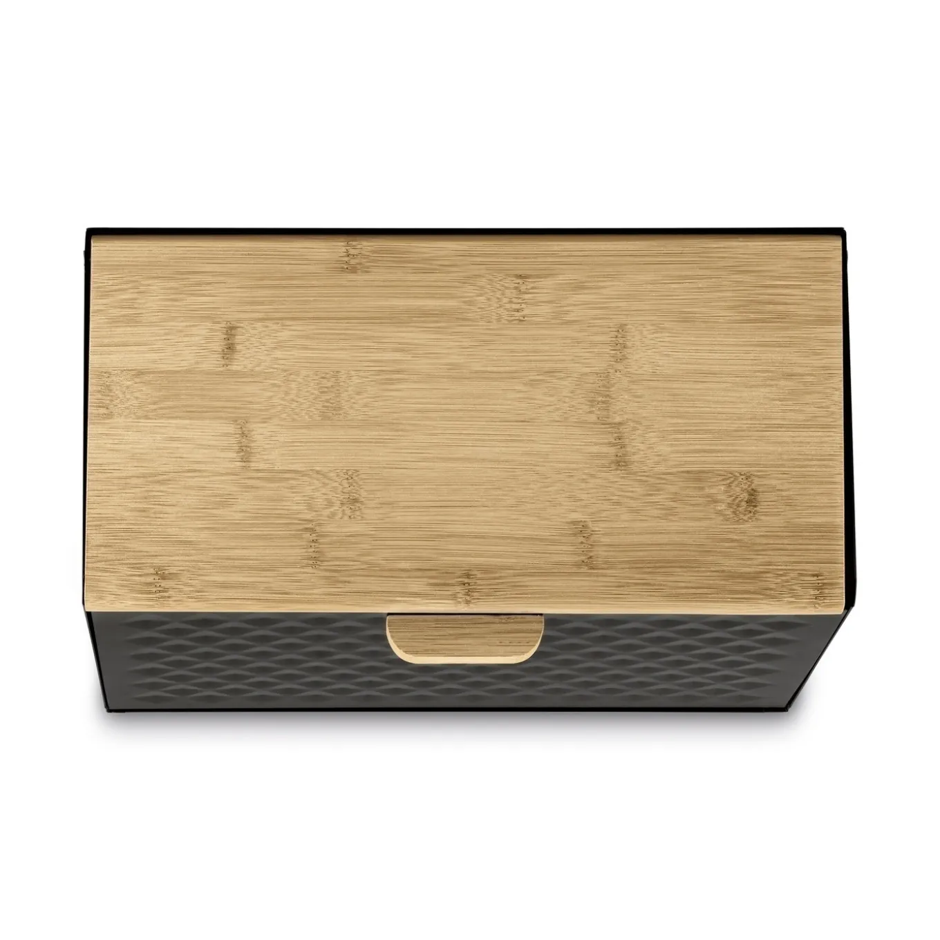 Chlebak stalowy Tadar Geometric Wood 35,5 x 21,5 x 20 cm czarny