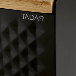 Chlebak stalowy Tadar Geometric Wood 35,5 x 21,5 x 20 cm czarny