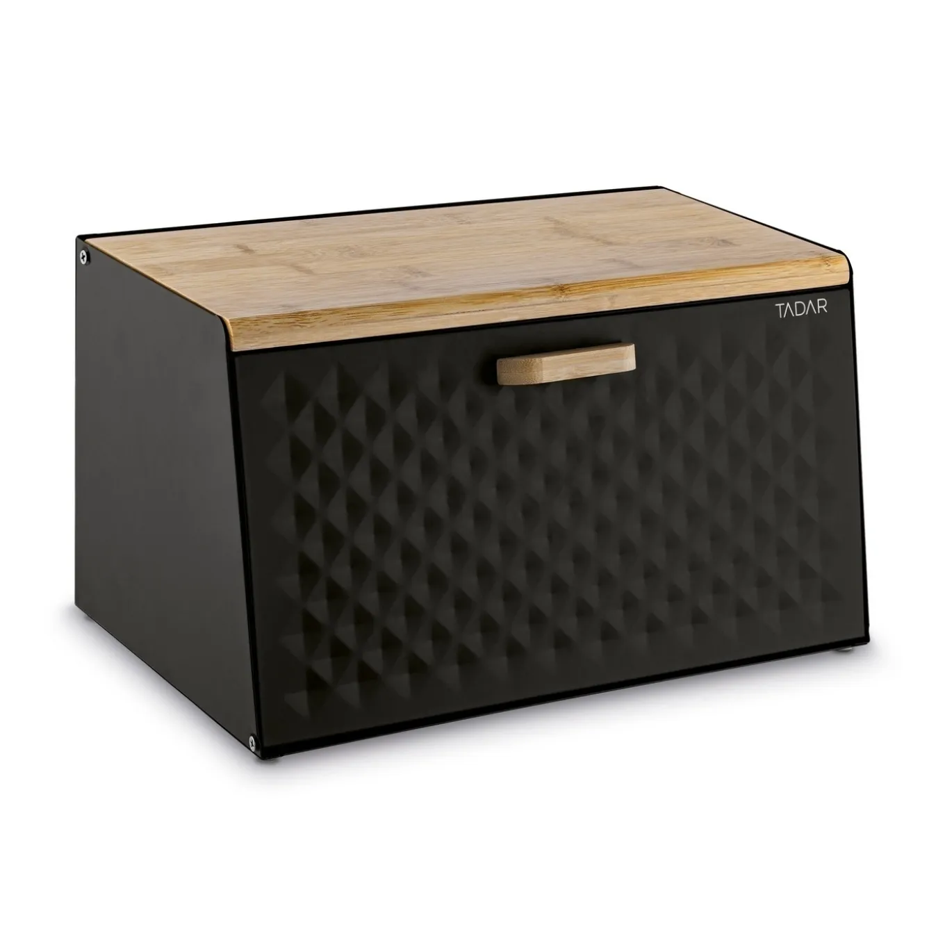 Chlebak stalowy Tadar Geometric Wood 35,5 x 21,5 x 20 cm czarny
