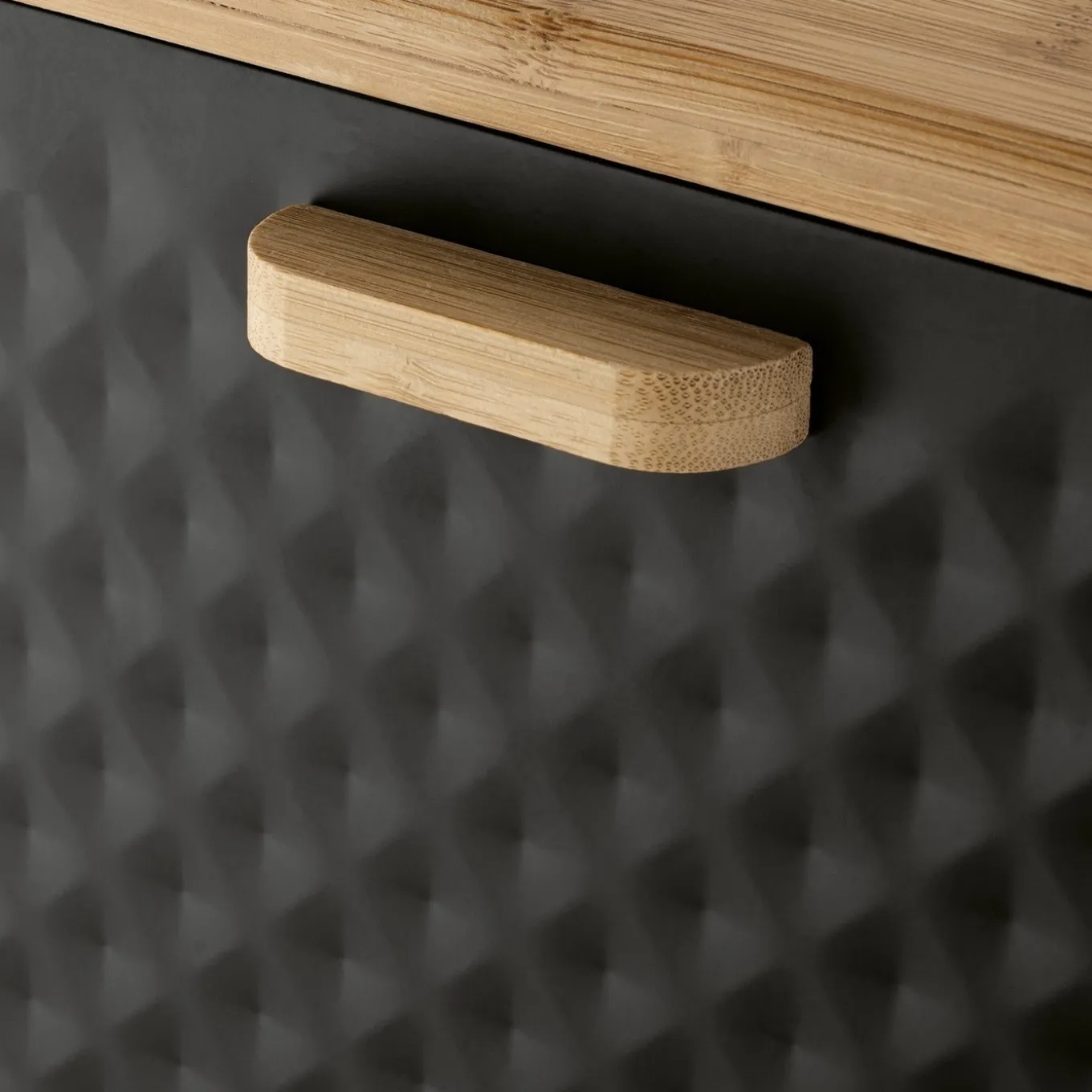 Chlebak stalowy Tadar Geometric Wood 35,5 x 21,5 x 20 cm czarny