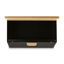 Chlebak stalowy Tadar Geometric Wood 35,5 x 21,5 x 20 cm czarny