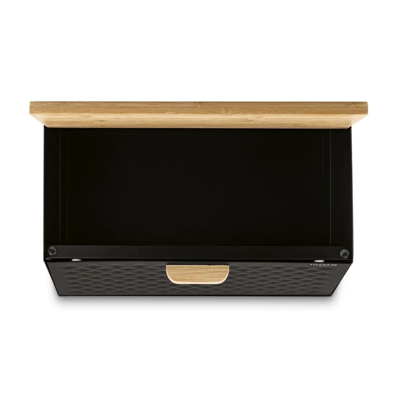 Chlebak stalowy Tadar Geometric Wood 35,5 x 21,5 x 20 cm czarny