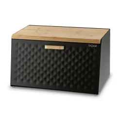 Chlebak stalowy Tadar Geometric Wood 35,5 x 21,5 x 20 cm czarny