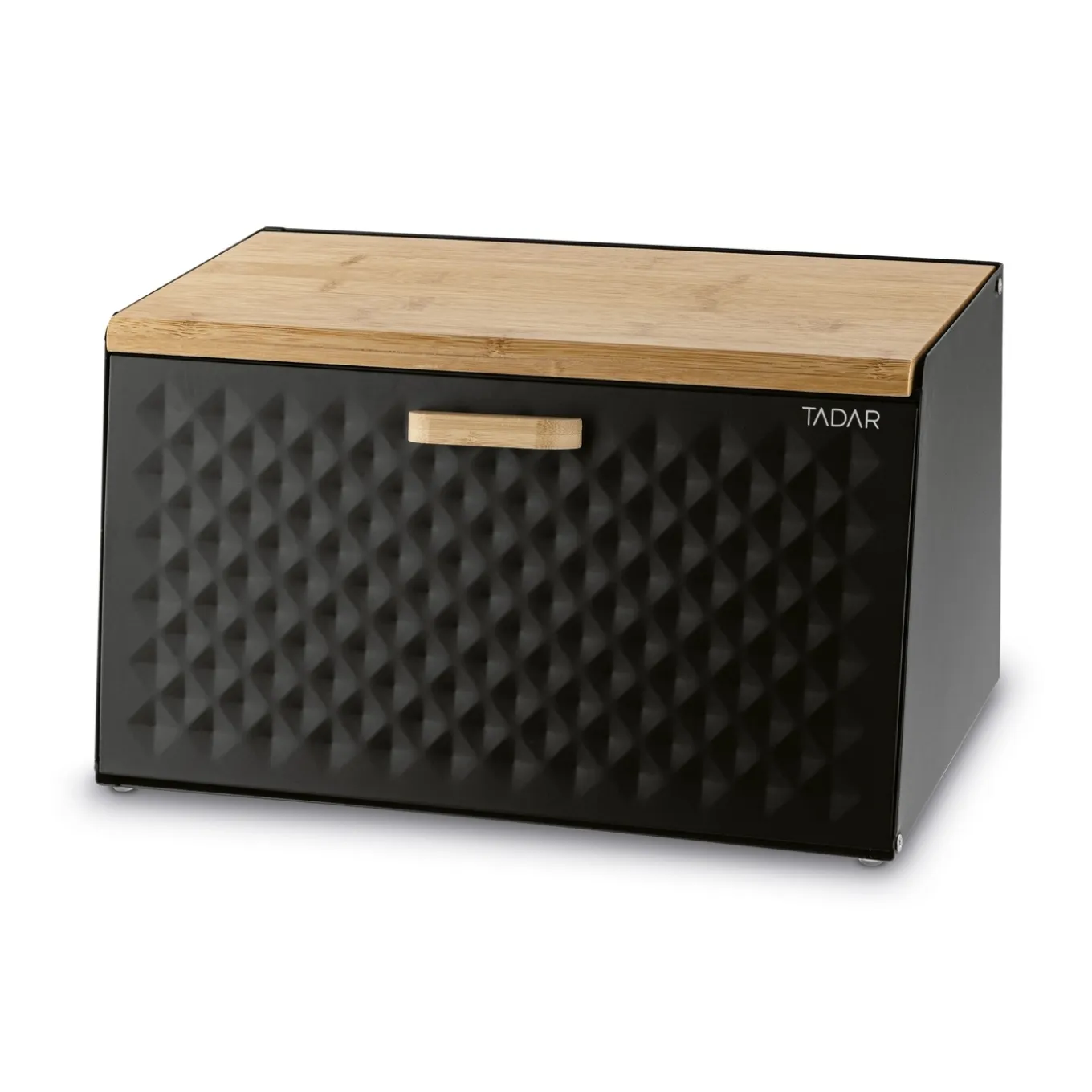 Chlebak stalowy Tadar Geometric Wood 35,5 x 21,5 x 20 cm czarny