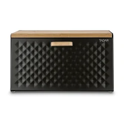 Chlebak stalowy Tadar Geometric Wood 35,5 x 21,5 x 20 cm czarny