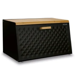 Chlebak stalowy Tadar Geometric Wood 35,5 x 21,5 x 20 cm czarny