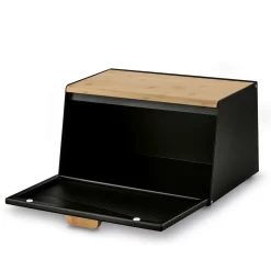 Chlebak stalowy Tadar Skandi Wood 20,5 x 35,5 x 21,5 cm czarny