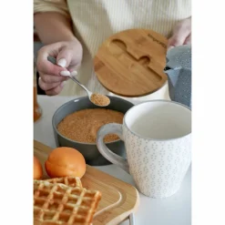 Cukiernica porcelanowa z pokrywką i łyżeczką Konighoffer 14,5 x 5 cm szara