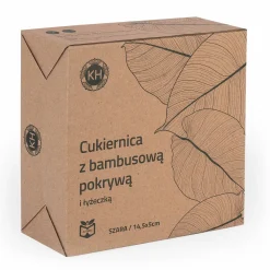Cukiernica porcelanowa z pokrywką i łyżeczką Konighoffer 14,5 x 5 cm szara