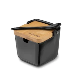 Cukiernica z łyżeczką i bambusową pokrywką porcelanowa NBC Konighoffer Ceramic 270 ml czarna