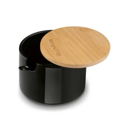 Cukiernica z łyżeczką i bambusową pokrywką porcelanowa NBC Konighoffer 350 ml czarna