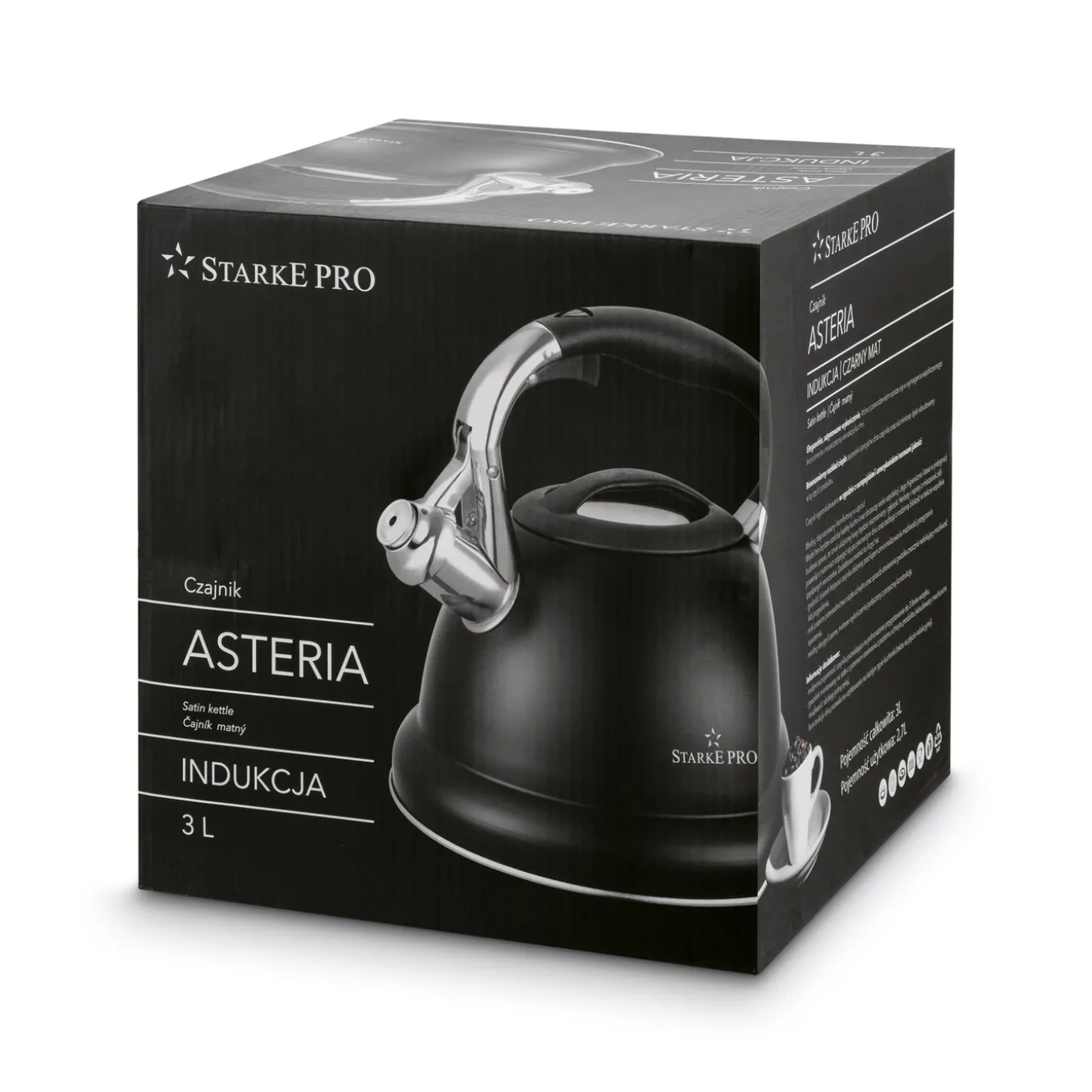Czajnik ze stali nierdzewnej Starke Pro Asteria II 3 l czarny mat