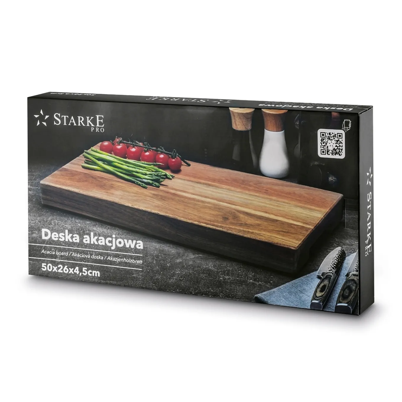 Deska do krojenia i serwowania akacjowa XXL Premium Starke Pro 50 x 26 x 4,5 cm