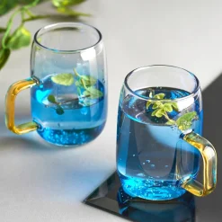Dzbanek szklany Starke Pro Arube 1,5 l i 2 szklanki 300 ml niebieskie