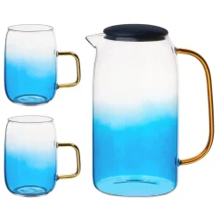 Dzbanek szklany Starke Pro Arube 1,5 l i 2 szklanki 300 ml niebieskie