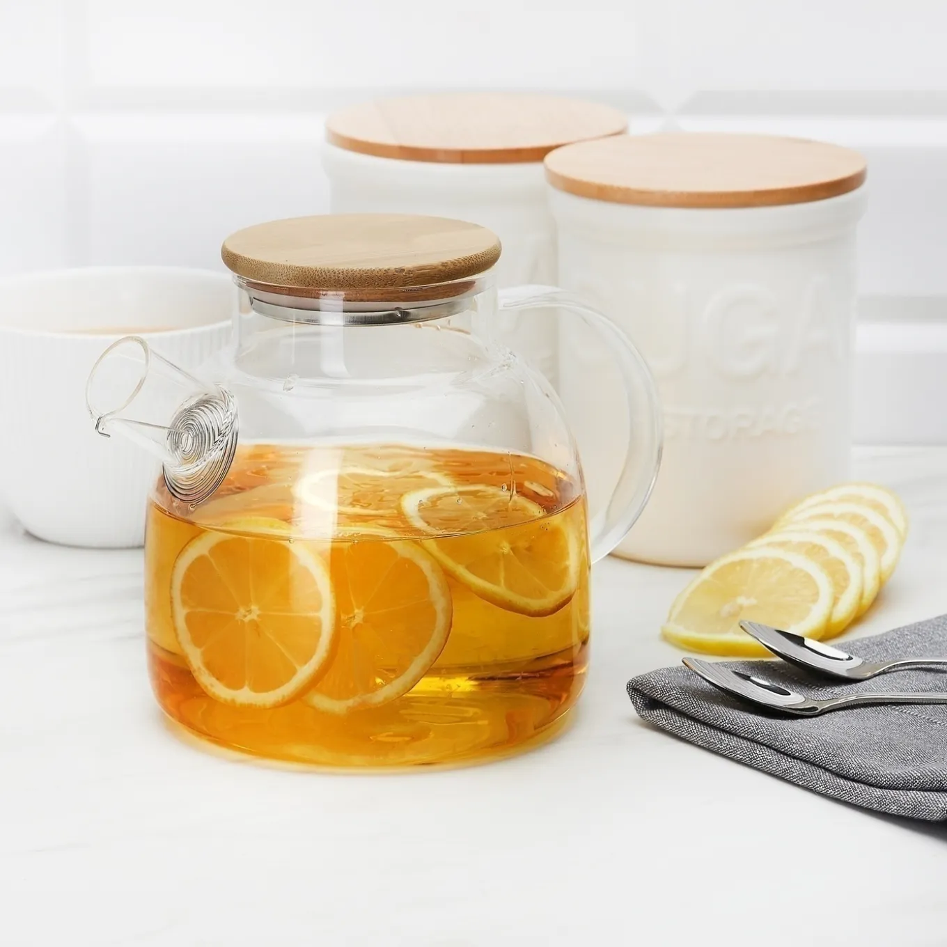Dzbanek szklany ze spiralą i podgrzewaczem ceramicznym Tadar Nexo 1,3 l