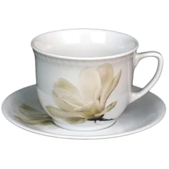 Filiżanka do kawy porcelanowa ze spodkiem Lubiana Wiedeń Magnolia 350 ml