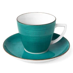 Filiżanka do kawy porcelanowa ze spodkiem Lubiana Boss 350 ml morski