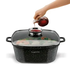 Garnek ceramiczny Konighoffer Kingstone 28 cm kwadratowy z aromatyzerem i 2 nakładki
