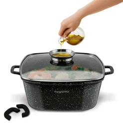 Garnek ceramiczny Konighoffer Kingstone 28 cm kwadratowy z aromatyzerem i 2 nakładki