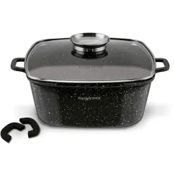 Garnek ceramiczny Konighoffer Kingstone 28 cm kwadratowy z aromatyzerem i 2 nakładki