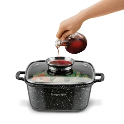 Garnek ceramiczny Konighoffer Kingstone 20 cm kwadratowy z aromatyzerem i 2 nakładki