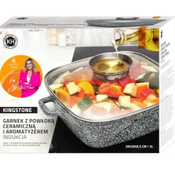 Garnek ceramiczny Konighoffer Kingstone 20 cm kwadratowy z aromatyzerem i 2 nakładki