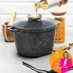 Garnek ceramiczny wysoki Konighoffer Kingstone 6,85 l okrągły z aromatyzerem i 2 nakładki
