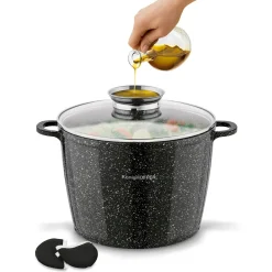 Garnek ceramiczny wysoki Konighoffer Kingstone 6,85 l okrągły z aromatyzerem i 2 nakładki