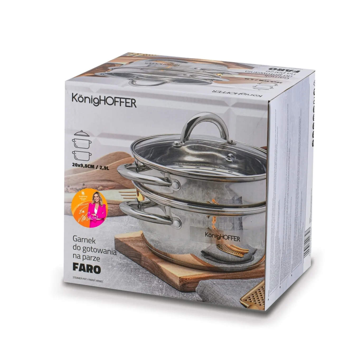 Garnek do gotowania na parze Konighoffer Faro 2,9 l 3 elementy