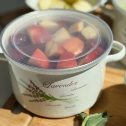Garnek emaliowany prosty Tadar Lawenda 1,7 l z pokrywką