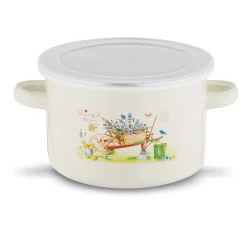 Garnek emaliowany z pokrywką retro Tadar Garden 1,2 l