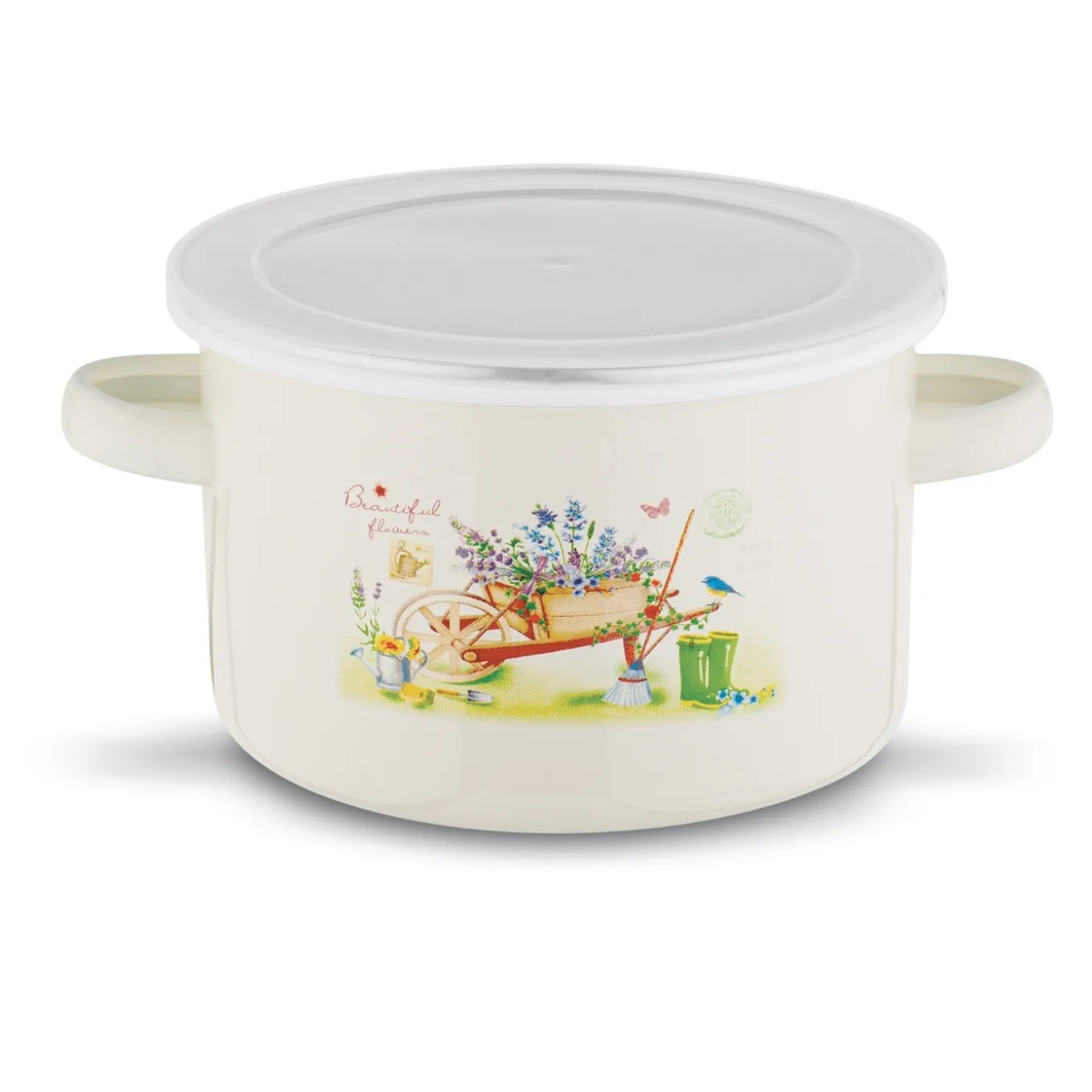 Garnek emaliowany z pokrywką retro Tadar Garden 1,2 l