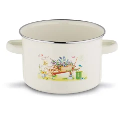 Garnek emaliowany z pokrywką retro Tadar Garden 1,2 l