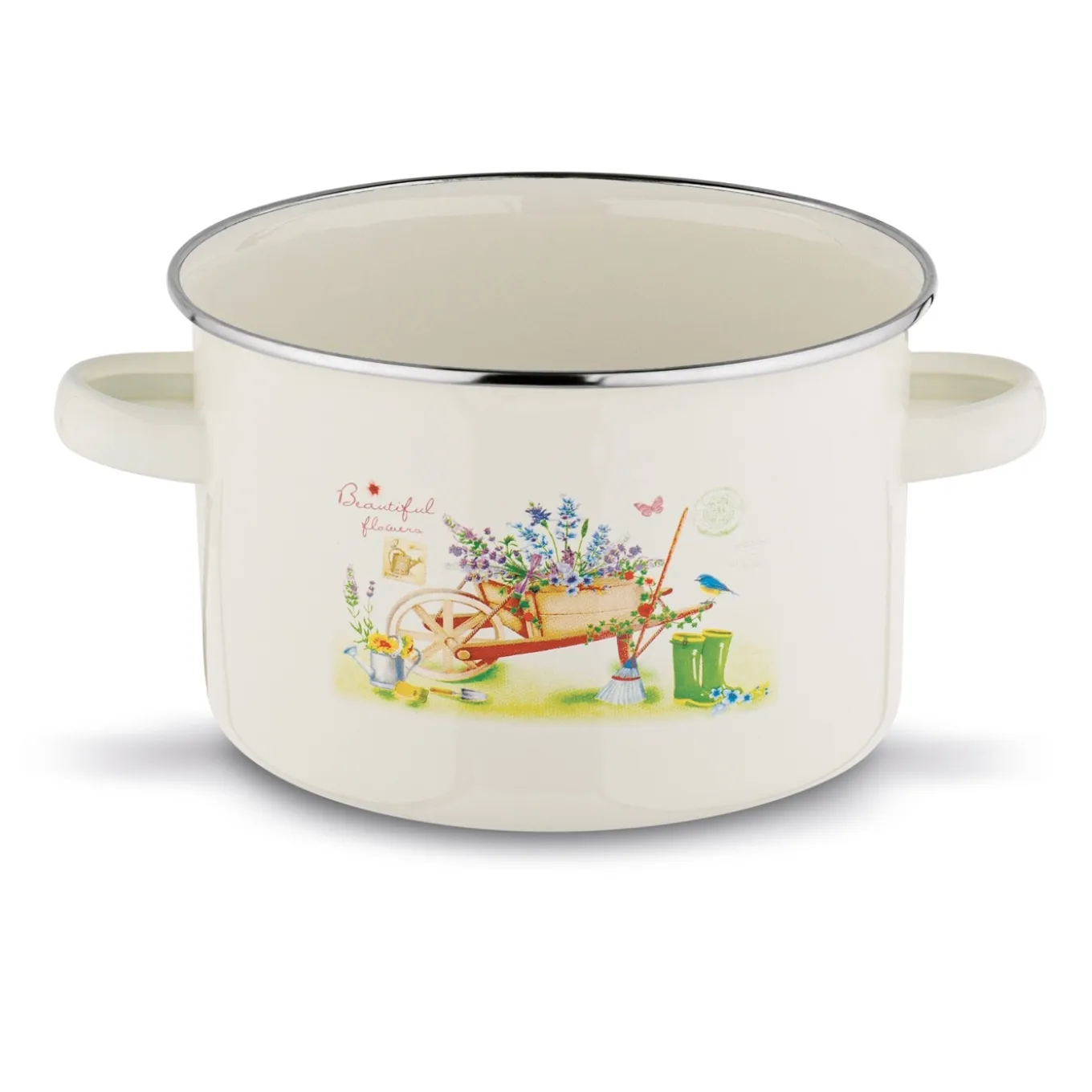 Garnek emaliowany z pokrywką retro Tadar Garden 1,2 l