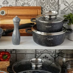 Garnek na indukcję z pokrywką Konighoffer Pollo Black 1,2 l