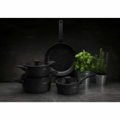 Garnek na indukcję z powłoką marmurową i pokrywką Starke Pro Ceres Marble 1,2 l