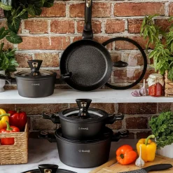 Garnek na indukcję z powłoką marmurową Starke Pro Dark Gold 6 l