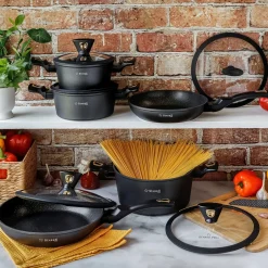 Garnek na indukcję z powłoką marmurową Starke Pro Dark Gold 6 l