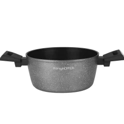 Garnek na indukcję z powłoką marmurową i pokrywką Konighoffer Grigio 3,9 l