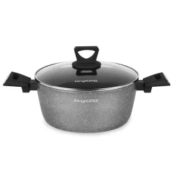 Garnek na indukcję z powłoką marmurową i pokrywką Konighoffer Grigio 3,9 l