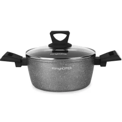 Garnek na indukcję z powłoką marmurową i pokrywką Konighoffer Grigio 2,4 l